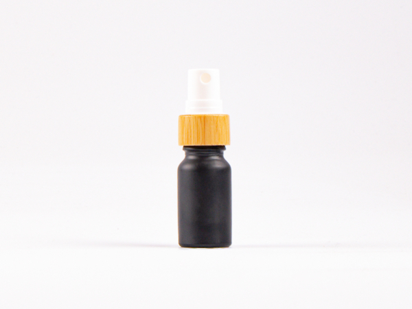 Schwarzglasflasche 10 ml - Zerstäuber Bambus